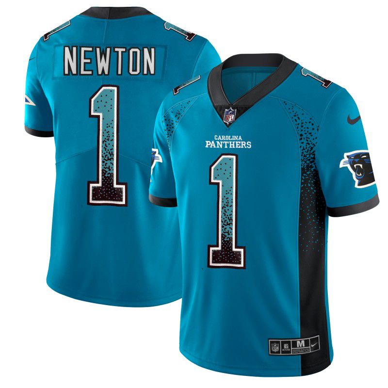 Men Carolina Panthers #1 Newton Blue Nike Drift Fashion Color Rush Limited NFL Jerseys